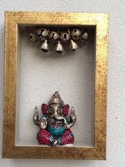 Coloured Ganesh golden frame